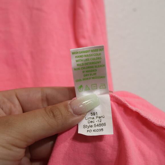 Lilly Pulitzer Pink Lana Boatneck Ruched Short Sleeve Pima Cotton Tee Sz XS - Picture 7 of 11